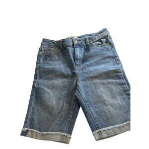 Sky and Sparrow Womens Jrs Jean Shorts Cut Off Rolled Cuff Raw Hem Size 9